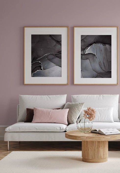 Conjunto de 2 Pósters Cielo Oscuro de Plata Real 50x70cm